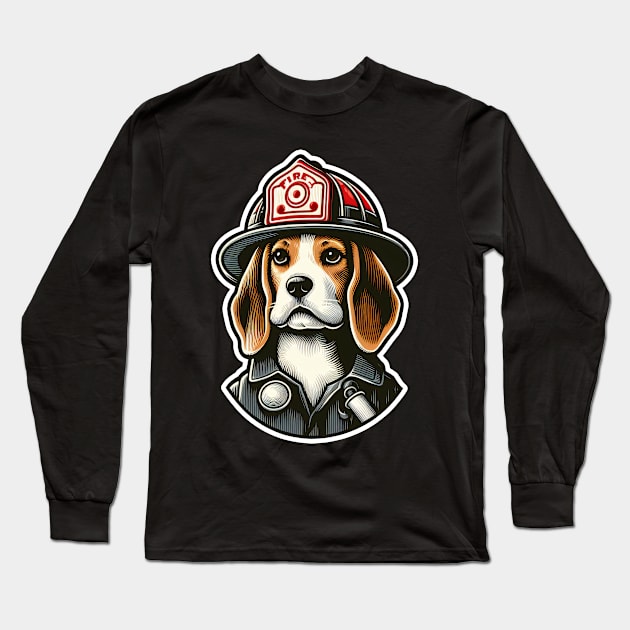 Beagle Fire fighter Long Sleeve T-Shirt by k9-tee